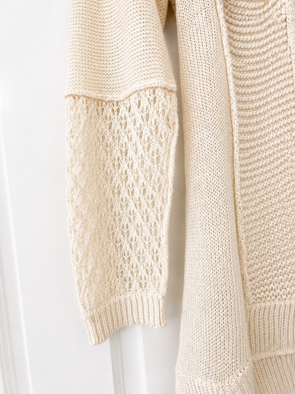 Sundance Cream Patchwork Open-Knit Pullover Sweater - Picture 4 of 6